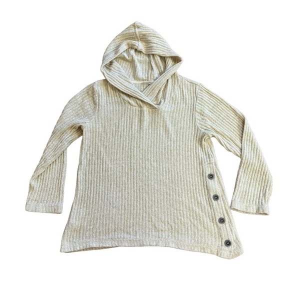 Soft Surroundings Asymptomatic Button Hooded Sweater Cream Color Women’s Small - Picture 4 of 11